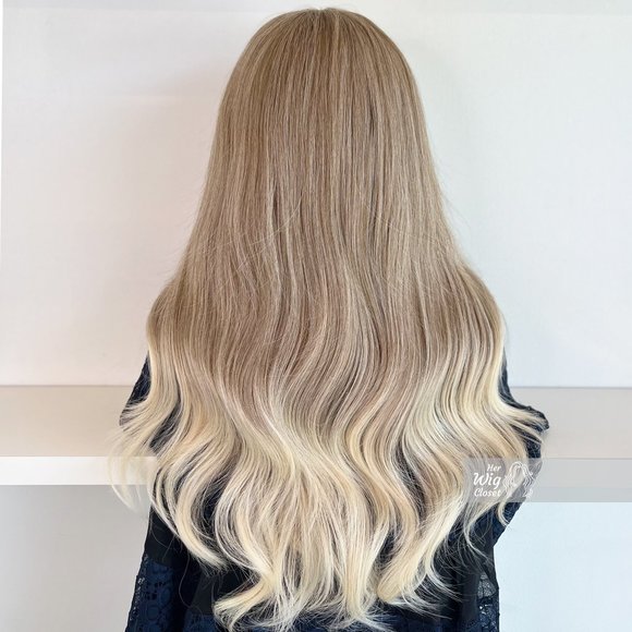 Ash Blonde Wavy Wig With Bangs | April - Picture 10 of 12